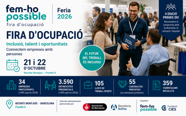 La Fira d’Ocupació 'Fem-ho Possible 2026' torna a Barcelona. Vols participar?